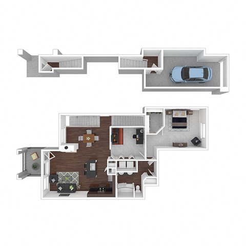 Floor plan for 1 bed, 1 bath, 980 sqft
